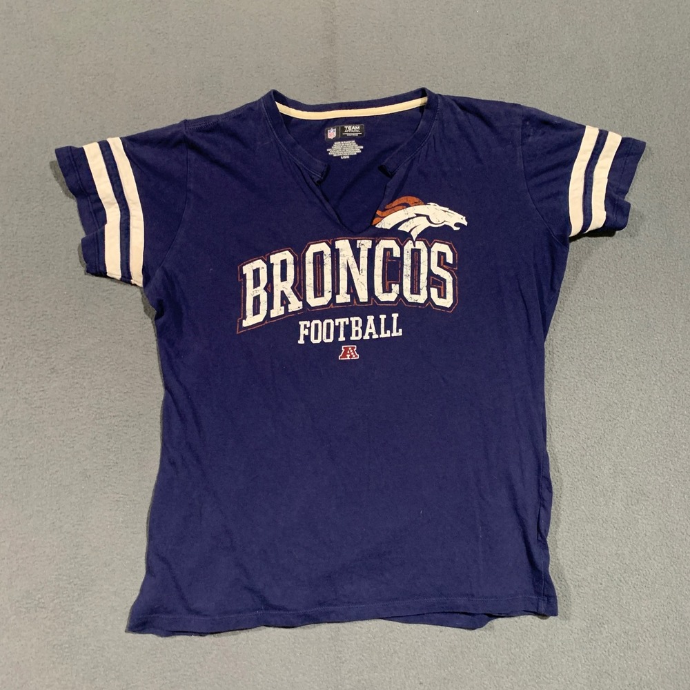 Womens Large Denver Broncos Football NFL Team Apparel Blue T-Shirt A